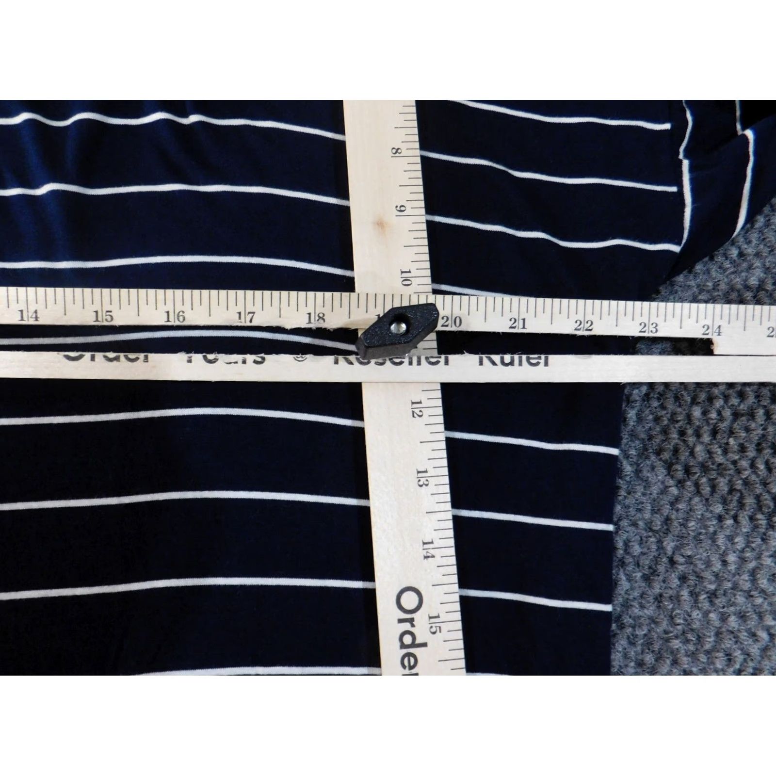 Ann Taylor Ann Taylor Loft Blouse Shirt Womens M Blue Striped Knit Rayon Pullover Round Neck Casual Stretch Size M / US 6-8 / IT 42-44 - 6 Thumbnail