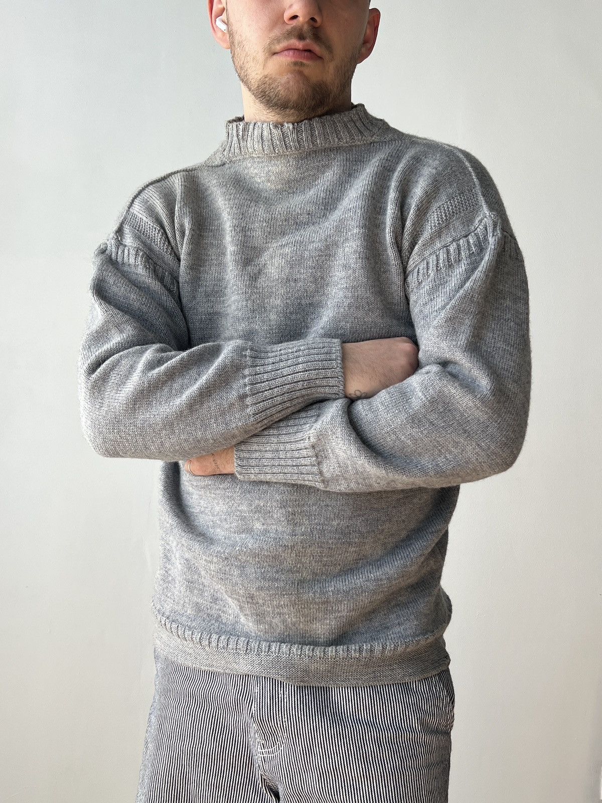 Le Tricoteur Guernsey Le Tricoteur Guernsey Jumper Gray British Wool Fisherman sM Size US M / EU 48-50 / 2 - 2 Thumbnail