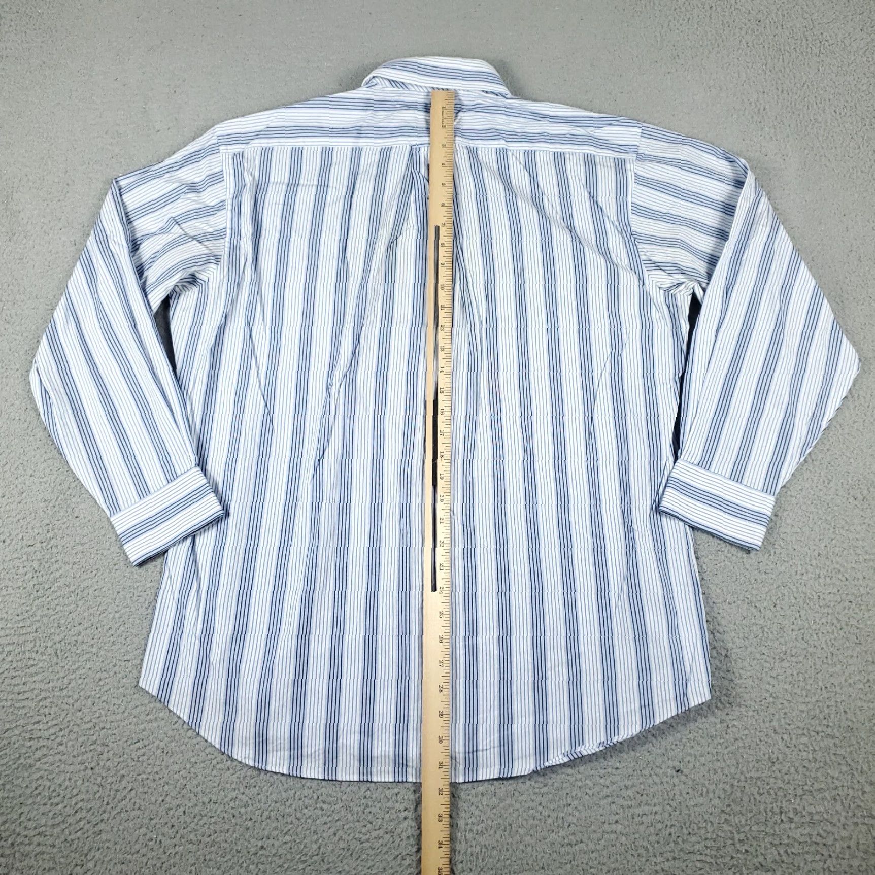 Tommy Hilfiger VINTAGE Tommy Hilfiger Shirt Mens Large Blue Striped Button-Up Long Sleeve Classic Casual Dress Shirt Mens L Blue Striped Tommy Hilfiger Size US L / EU 52-54 / 3 - 3 Thumbnail