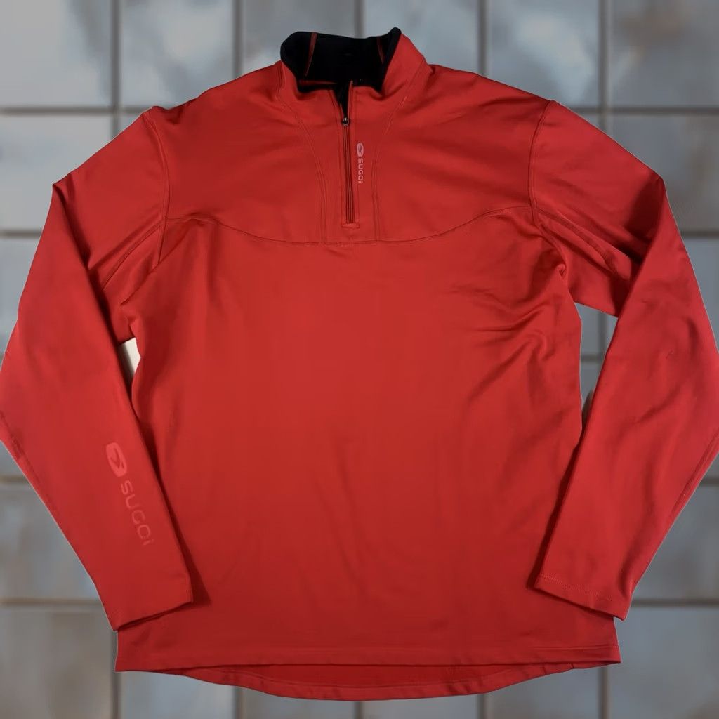 Vintage SUGOI 1/4 Zip Pullover Mens 2XL Red Long Sleeve Activewear Cycling Mock Neck Fleece Zipper Logo Sweatshirt Size US XXL / EU 58 / 5 - 1 Thumbnail