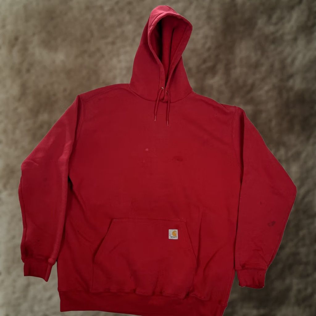 Carhartt Vintage Carhartt Hoodie Sweatshirt Mens XL Red Thrashed Faded Retro Size US XL / EU 56 / 4 - 1 Thumbnail