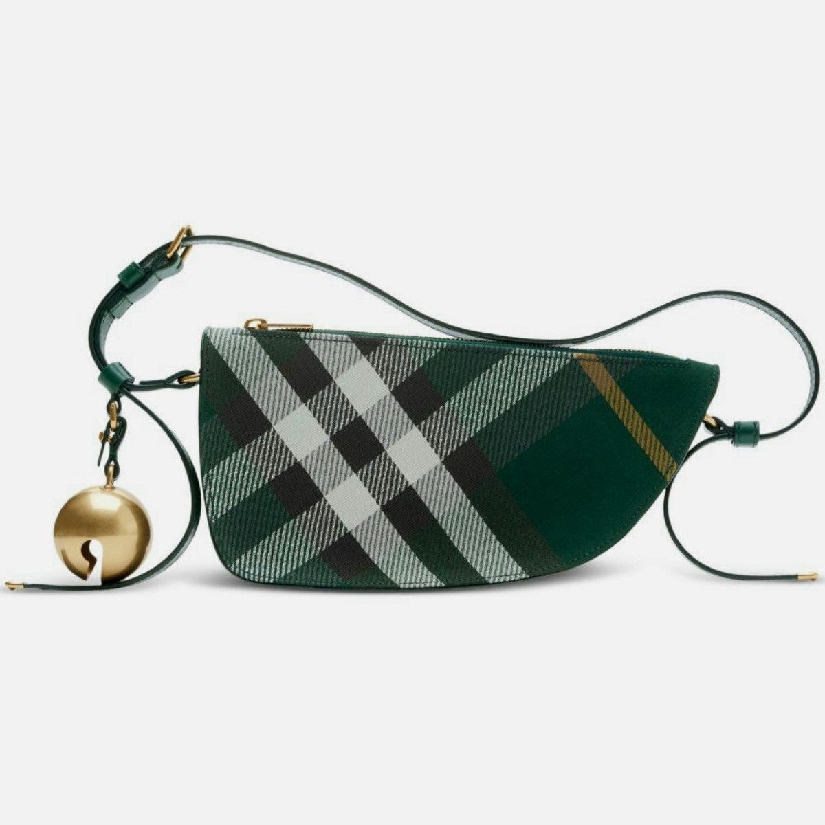 BURBERRY Shield green check canvas leather shoulder bag