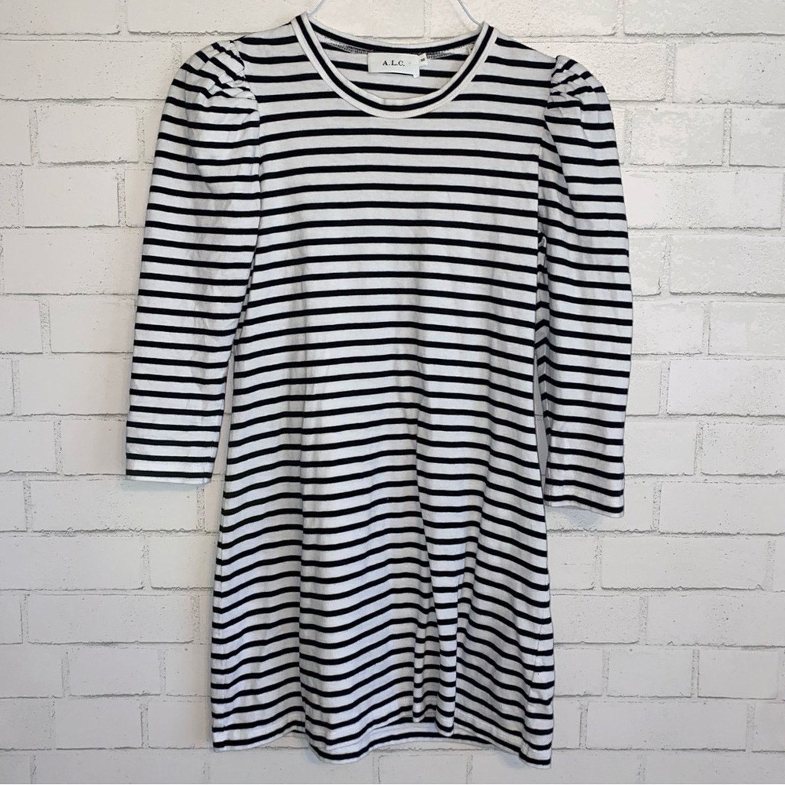 A.L.C. A.L.C. $365 Kidman Black Striped Puff LS Tee Dress XS Size XS / US 0-2 / IT 36-38 - 10 Thumbnail