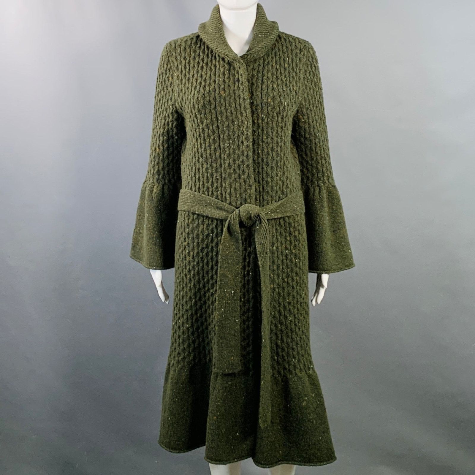 Carolina Herrera CAROLINA HERRERA Size XS Wool Cashmere Blend Cable Knit Coat Size XS / US 0-2 / IT 36-38 - 1 Thumbnail