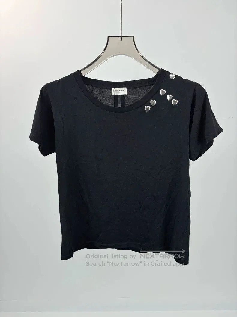 Saint Laurent Paris SAINT LAURENT SLP Heart Decor Tee . Size US S / EU 44-46 / 1 - 1 Thumbnail