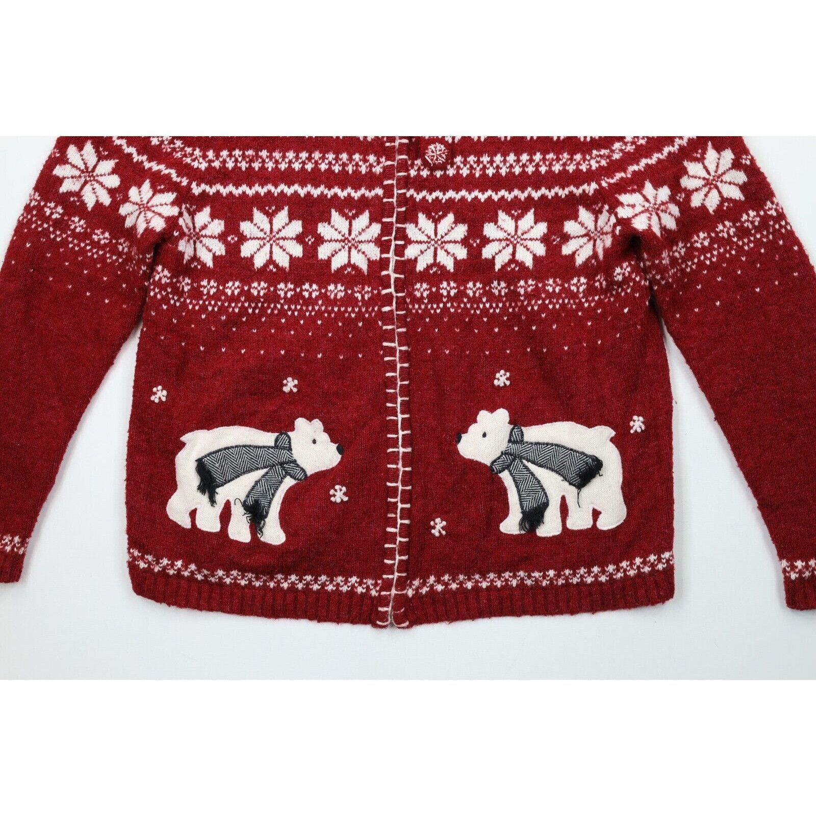 Vintage Vintage 90s Christmas Fair Isle Polar Bear Sweater Size L / US 10 / IT 46 - 4 Thumbnail