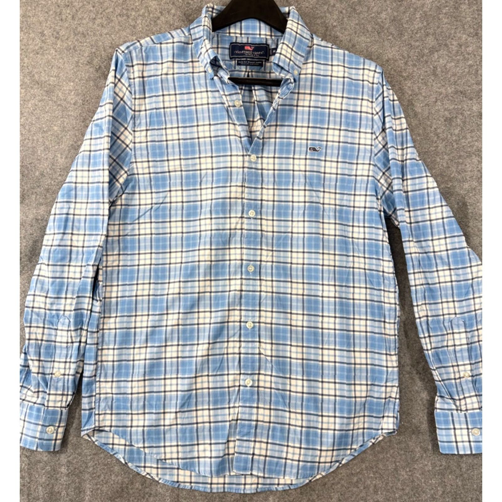 Vineyard Vines Vineyard Vines Whale Shirt Mens M White Blue Plaid Slim Fit Stretch Button-Down Size US M / EU 48-50 / 2 - 2 Thumbnail