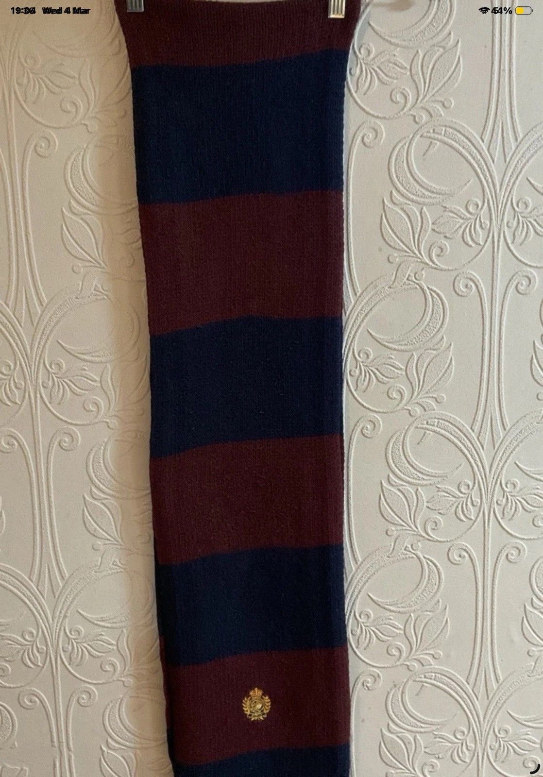 Polo Ralph Lauren Men’s Original Ralph Lauren Polo Scalf In Navy And Burgundy Size 44 - 9 Thumbnail