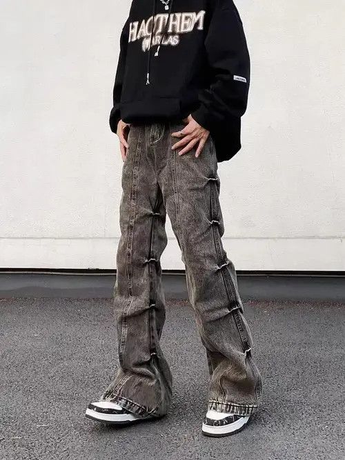 Japanese Brand × Jean Vintage washed pleated bootcut denim trousers Size US 32 / EU 48 - 3 Thumbnail