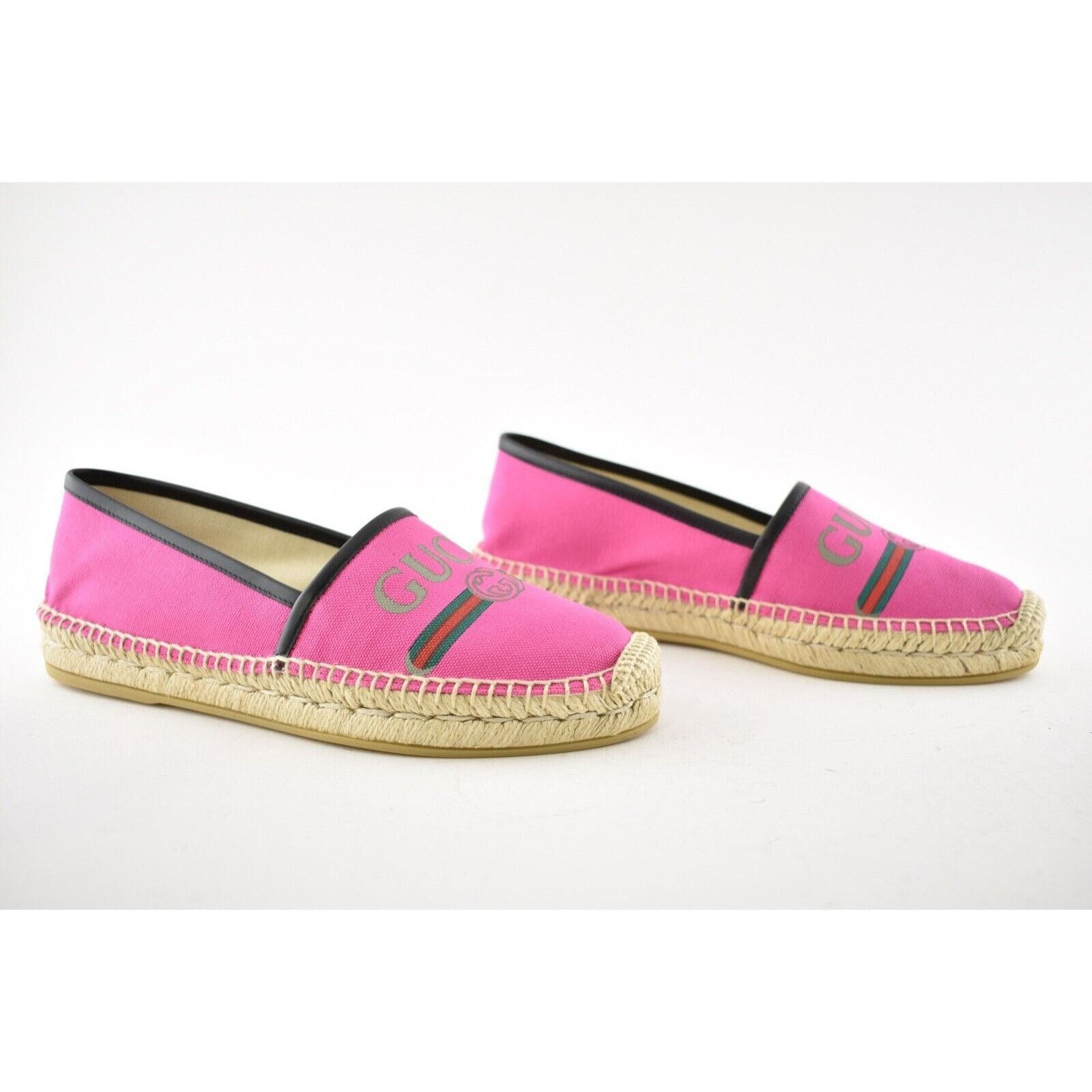 Gucci Gucci Pilar Pink Canvas Black Leather Trim GG Logo Print Size US 5.5 / IT 35.5 - 2 Thumbnail