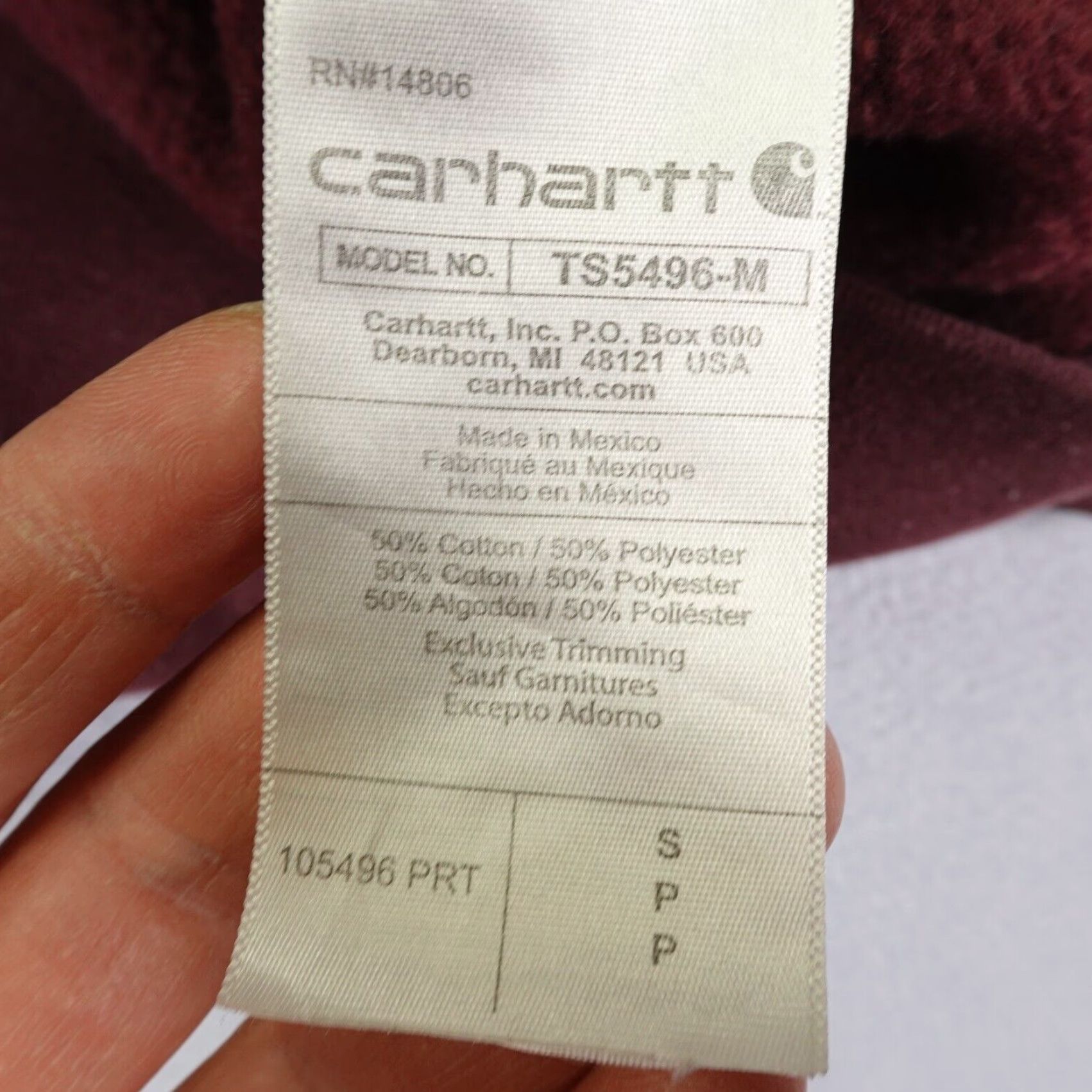 Carhartt VINTAGE Carhartt Hoodie Mens Small Red Burgundy Loose Fit Logo Midweight Sweatshirt Pullover Hooded Pockets Knit Cotton Polyester Regular Size US S / EU 44-46 / 1 - 7 Thumbnail