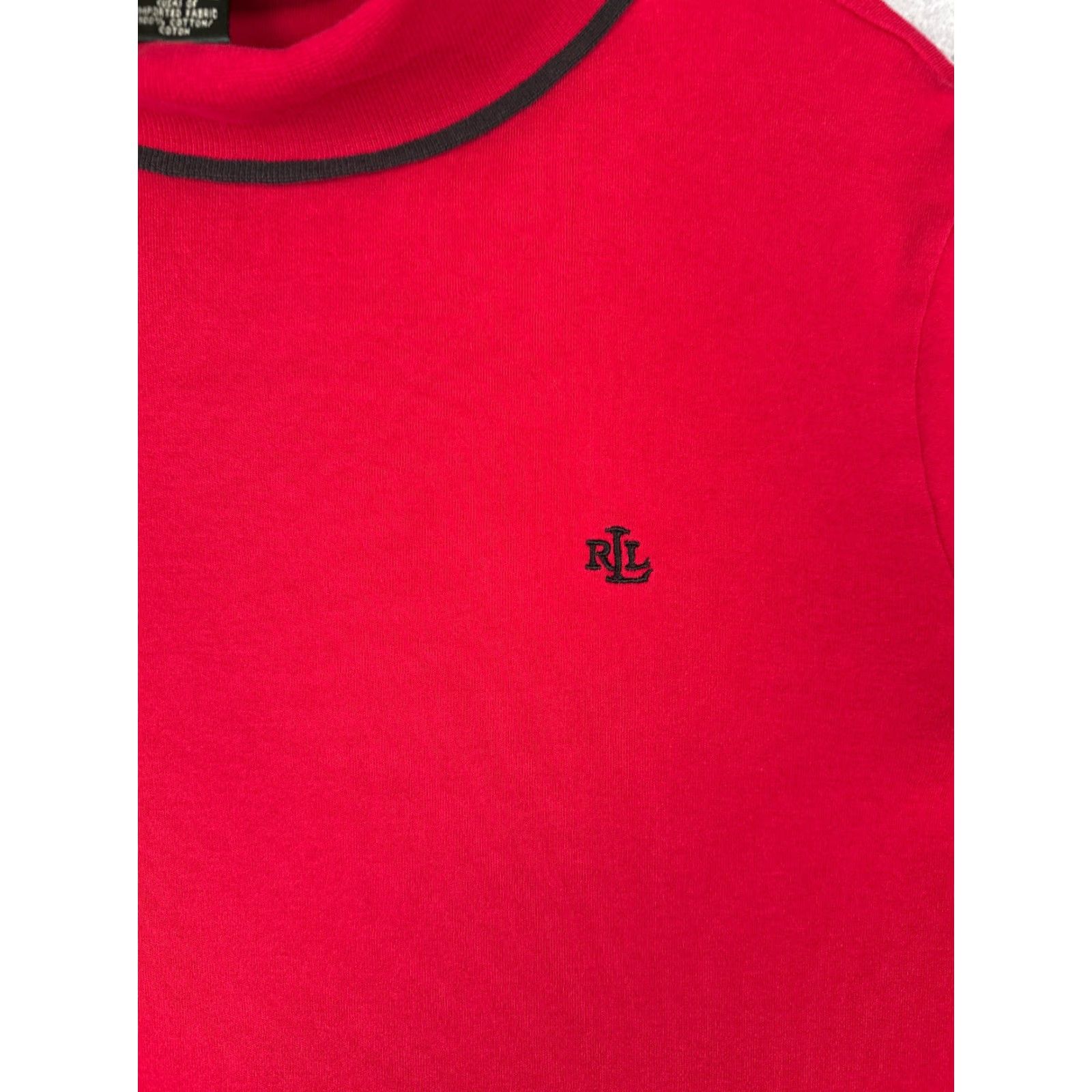 Ralph Lauren Lauren Ralph Lauren Shirt Women Petite Large Red Long Sleeve Cotton Turtleneck Logo Knit Casual All Seasons Equestrian Horse Outdoor Womens Size L / US 10 / IT 46 - 6 Thumbnail