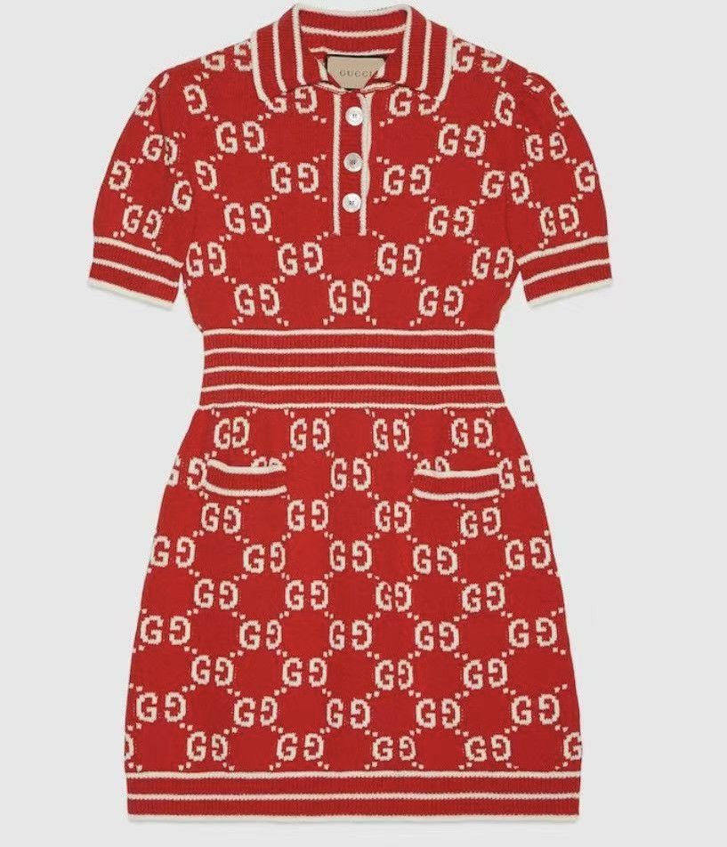 Gucci Gucci GG Monogrammed Cotton Knitted Polo Dress Size M Size M / US 6-8 / IT 42-44 - 1 Thumbnail
