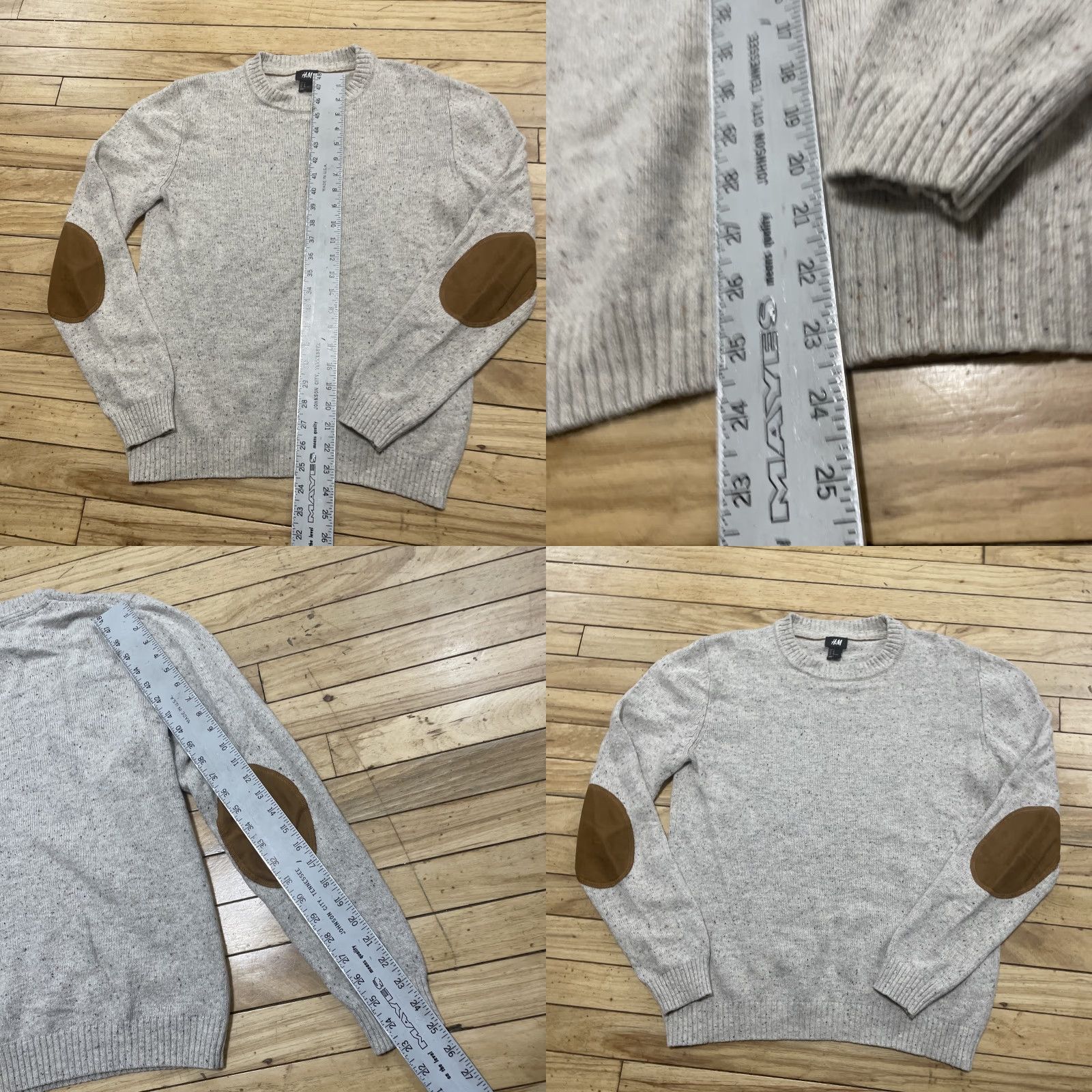 H&M H&M wool sweater Men M Elbow Patches Beige Cream Western capsule Knit Sweater Regular Size M Mens Pullover Casual Fall/Winter Size US M / EU 48-50 / 2 - 8 Thumbnail