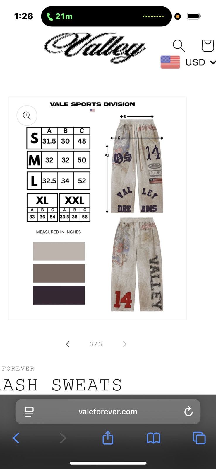 Vale Crash Sweats Size US 31 - 6 Thumbnail
