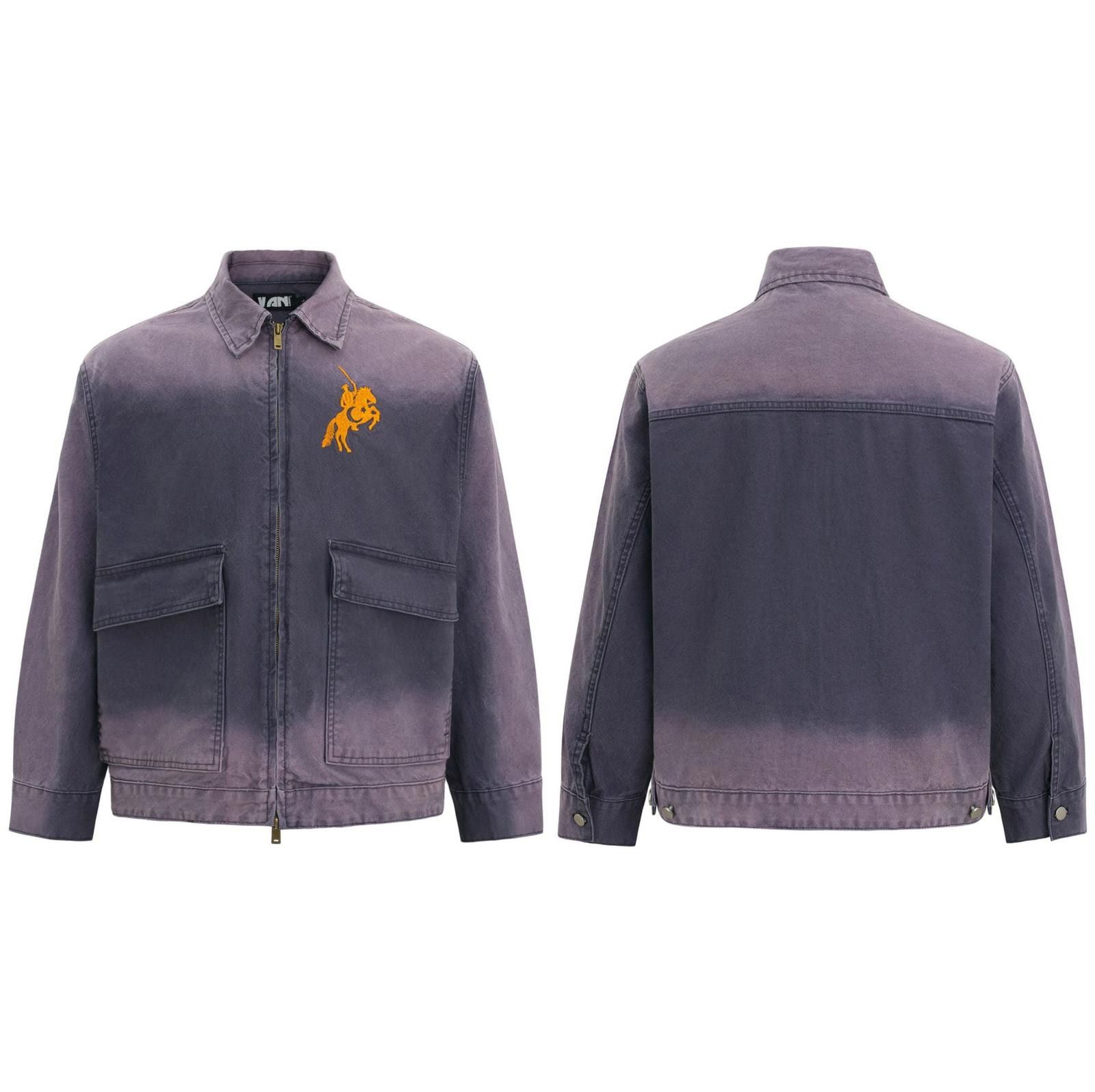 Japanese Brand Vintage y2k Purple Washed Cotton Work Zip-Up Jacket Size US M / EU 48-50 / 2 - 4 Thumbnail