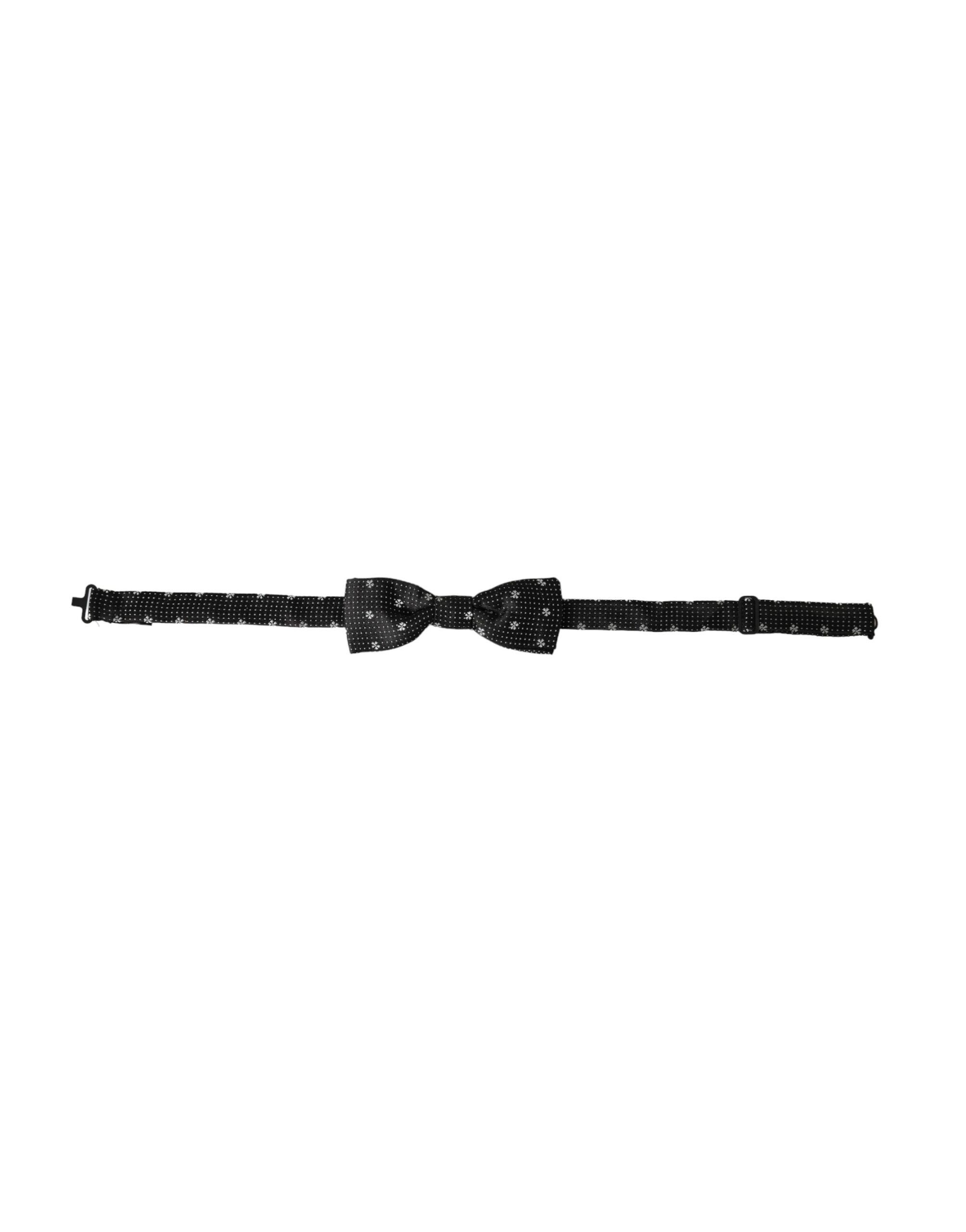 Dolce & Gabbana Black Silk Floral Adjustable Neck Men Papillon Bow Men's Size ONE SIZE - 1 Thumbnail