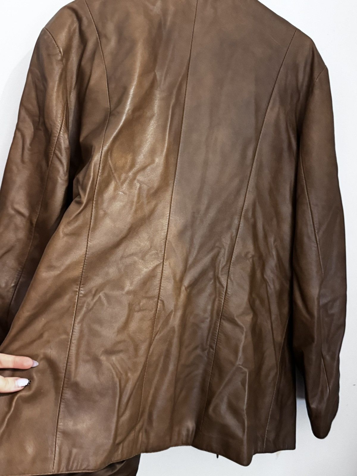 Other Vintage Brown Genuine Leather Jacket Oversized Blazer Style Size US L / EU 52-54 / 3 - 3 Thumbnail