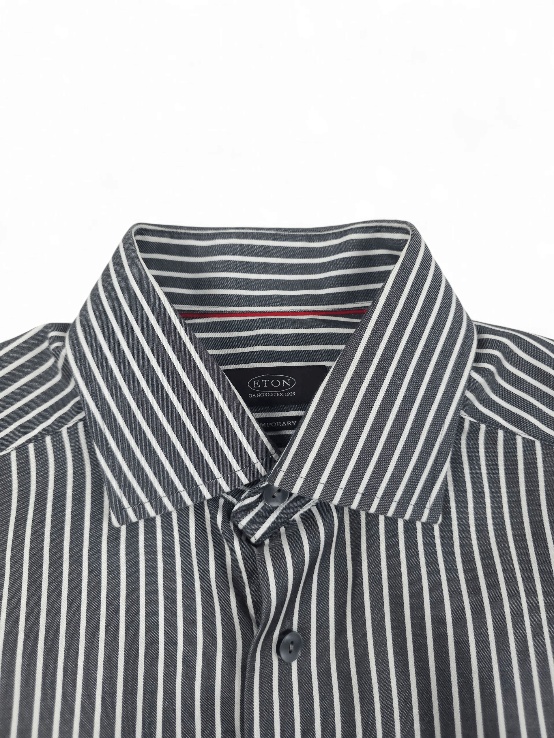 Eton 💎 Eton Contemporary Fit Striped Gray Button Up Shirt Size US M / EU 48-50 / 2 - 3 Thumbnail