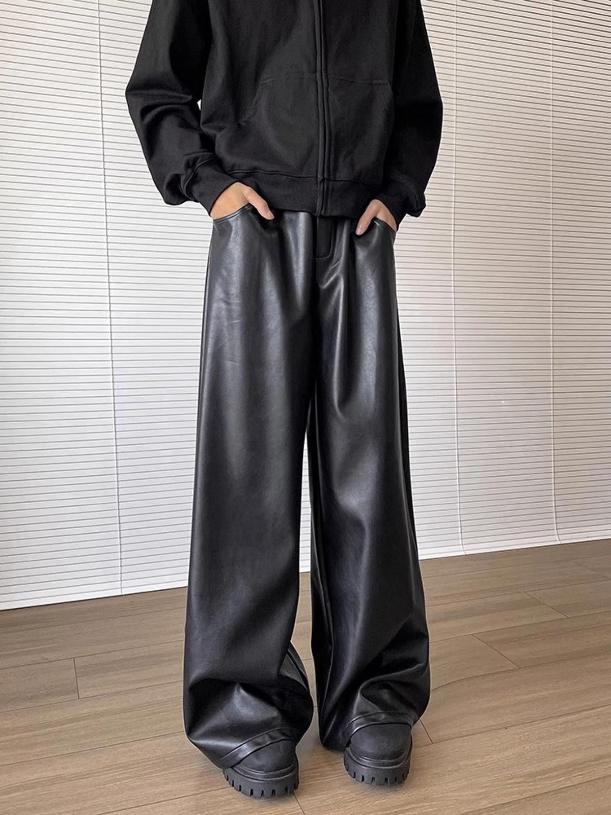 Leather Faux Leather Wide-Leg Pants Size US 32 / EU 48 - 2 Thumbnail