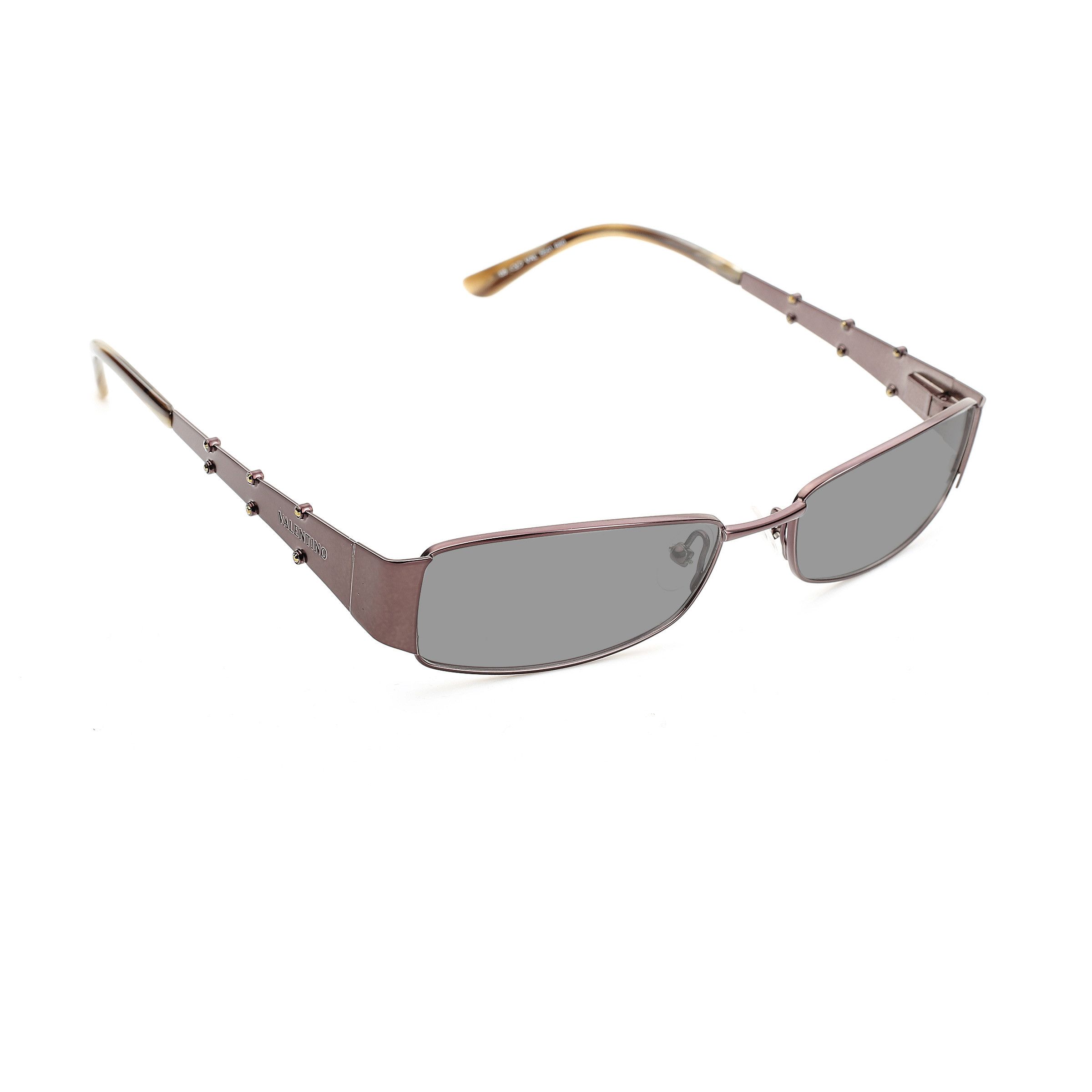 Valentino Valentino '90s Brown Steel Crystals Metal Sunglasses Size ONE SIZE - 3 Thumbnail
