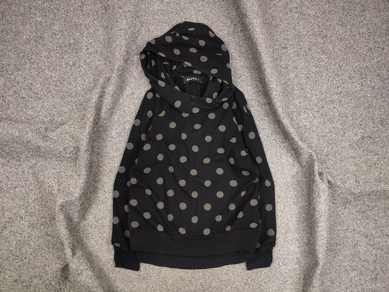 image of 90's Gomme Homme Japan Oversized Black Polka Hoodie, Men's (Size Small)