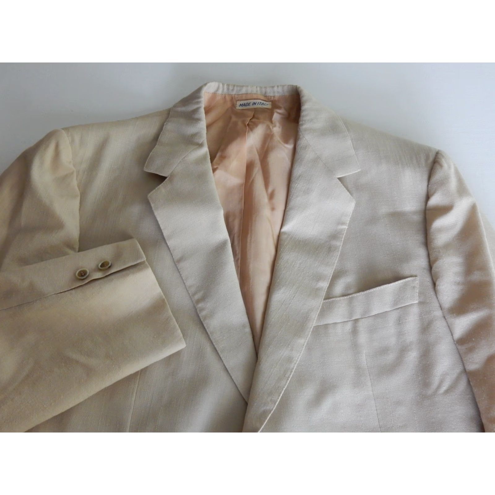 Brioni VINTAGE Brioni Blazer Jacket Men Regular Size 54 Light Beige Wool Size 54R - 2 Thumbnail