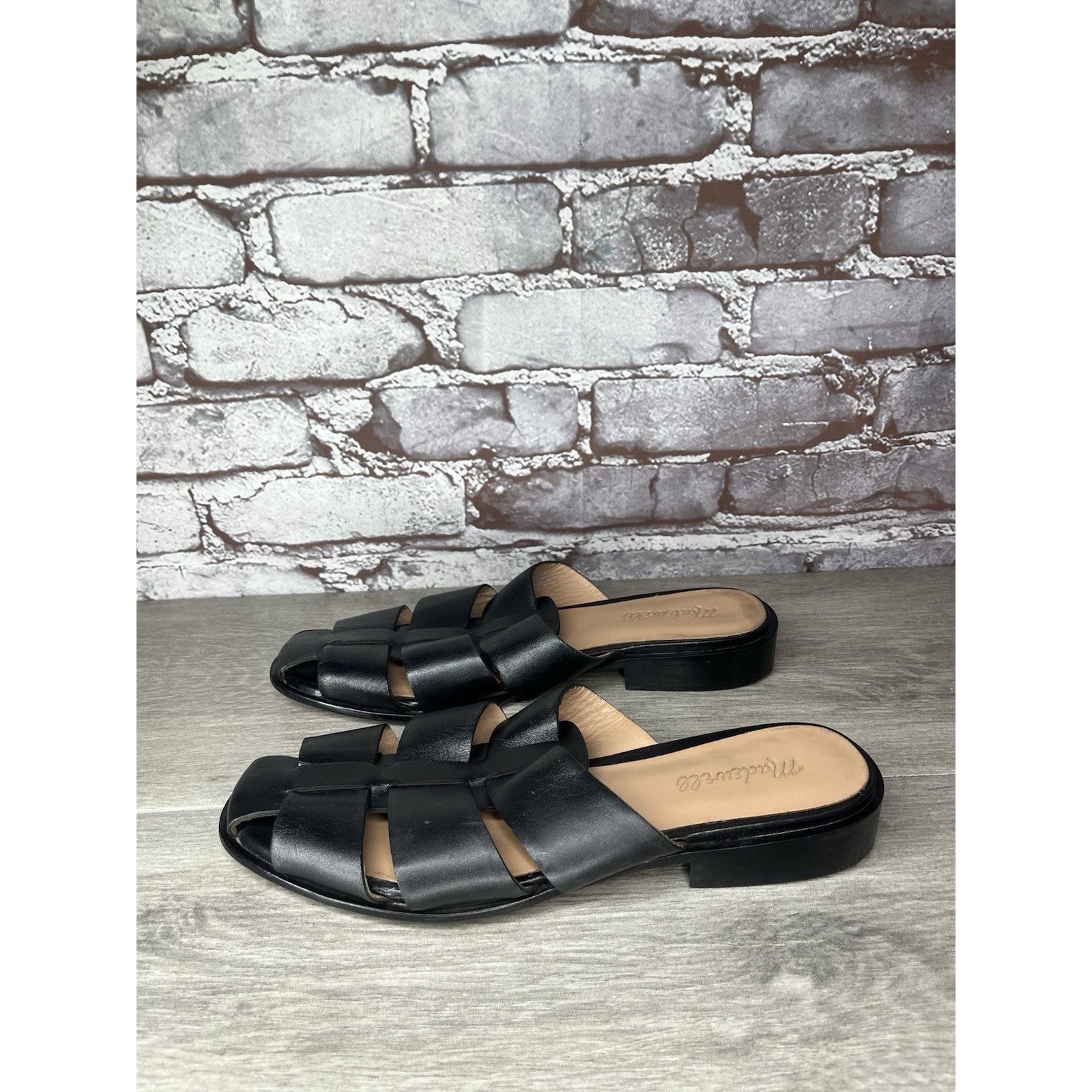 Madewell Madewell The Dixson Fisherman Black Leather Slide Mules Heel Size US 8.5 / IT 38.5 - 21 Thumbnail