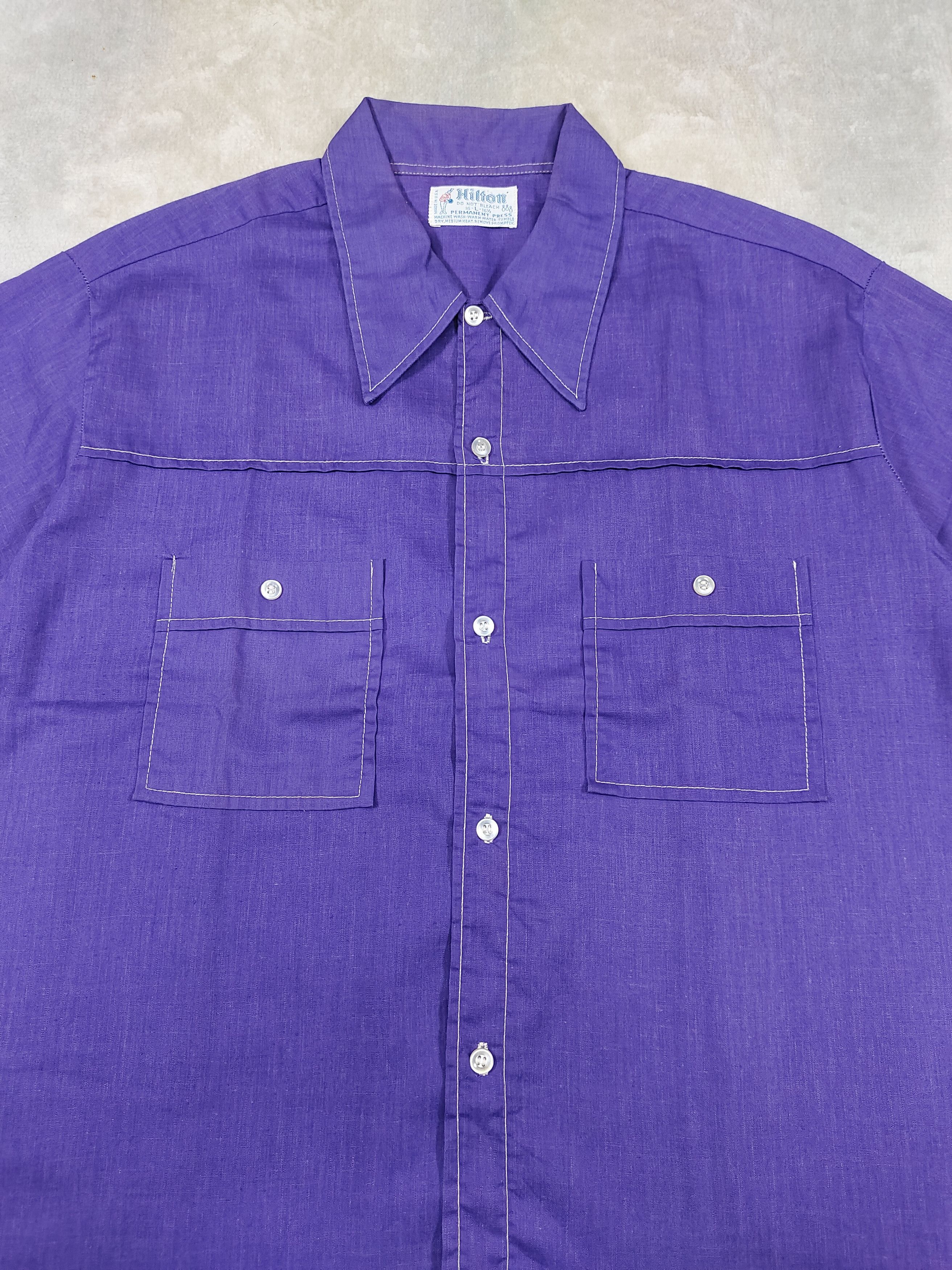 Vintage 💥 70s Hilton "Garretson Lanes" Bowling Shirt Size US L / EU 52-54 / 3 - 2 Thumbnail
