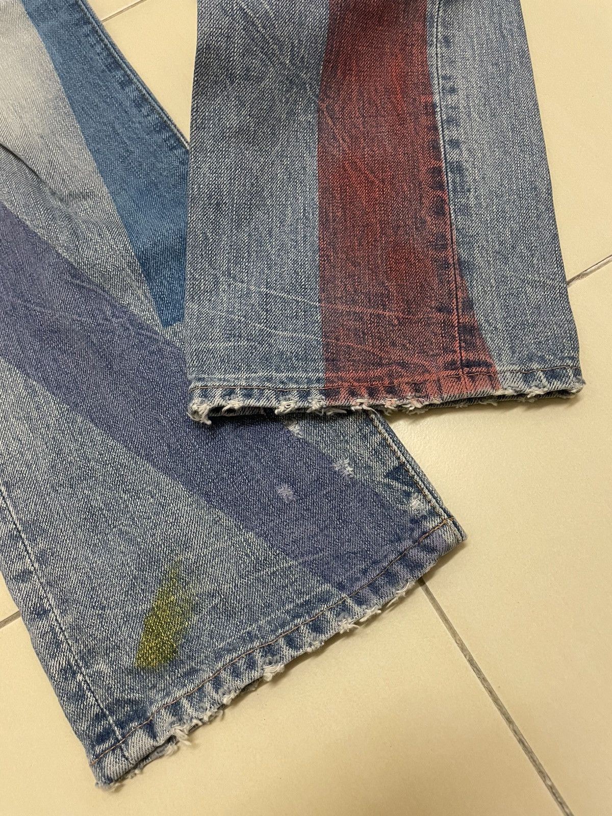 Japanese Brand RNA inc Slang Multicolor Paint Geometric Distressed Denim Size US 29 - 3 Thumbnail