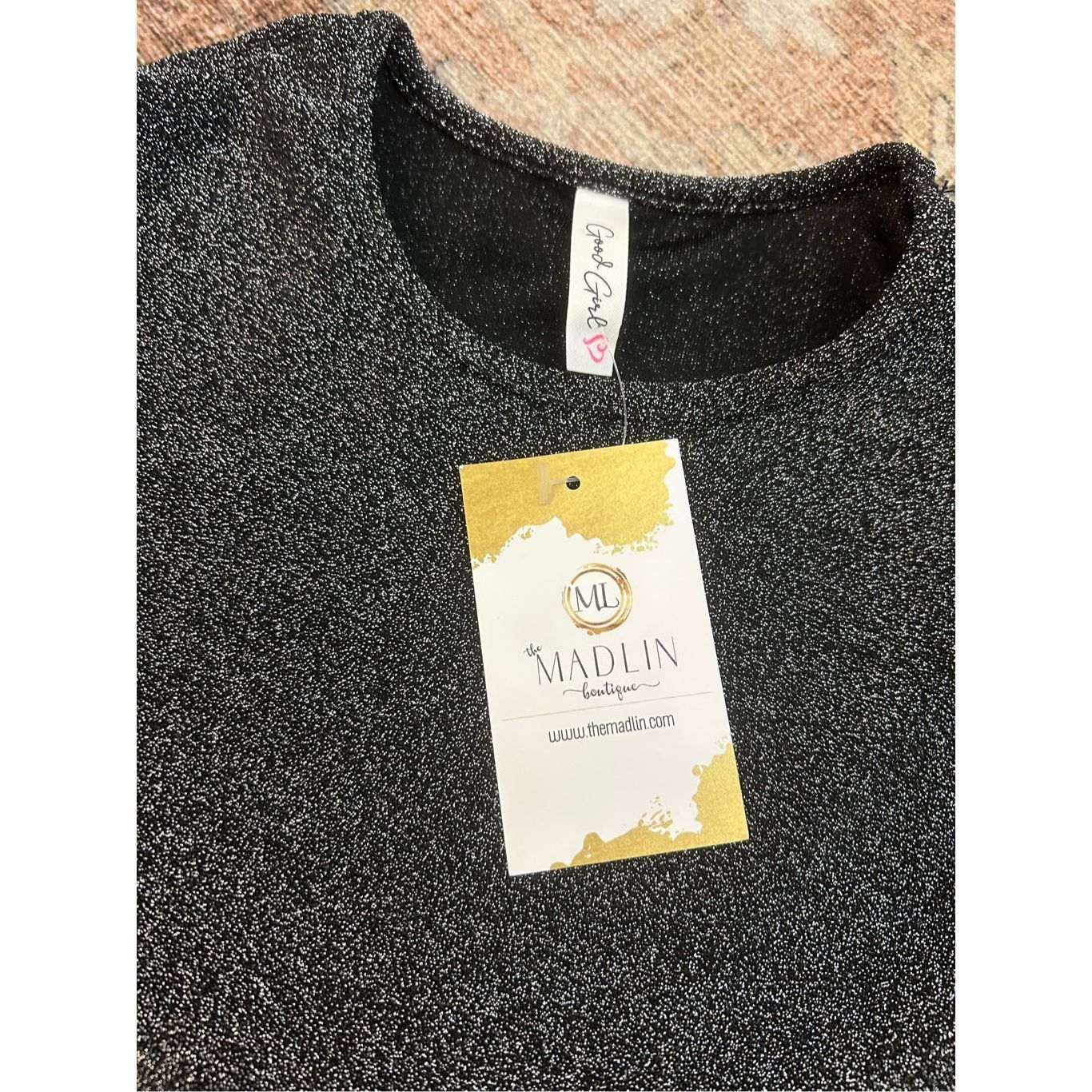 Other Good Girl NWT Silver Black Sparkle Holiday Dress Short Sleev Size ONE SIZE - 4 Thumbnail
