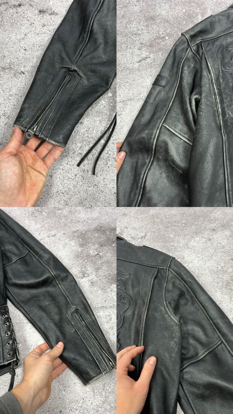 Harley Davidson CRAZY Vintage Harley Davidson Leather Motorcycle Jacket Size US L / EU 52-54 / 3 - 24 Thumbnail