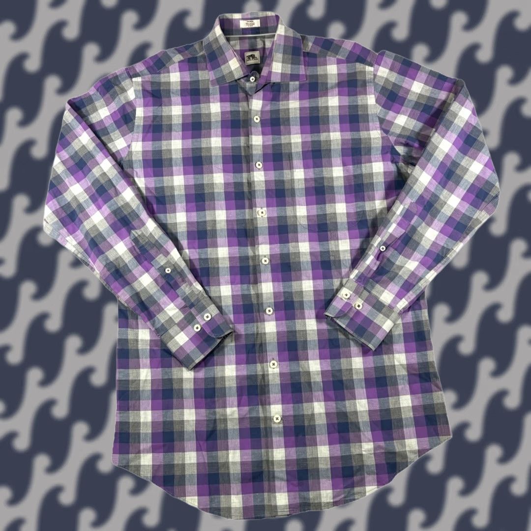 Peter Millar Peter Millar Purple Plaid Long Sleeve Button-Down Shirt Cotton • Men’s M Size US M / EU 48-50 / 2 - 1 Thumbnail