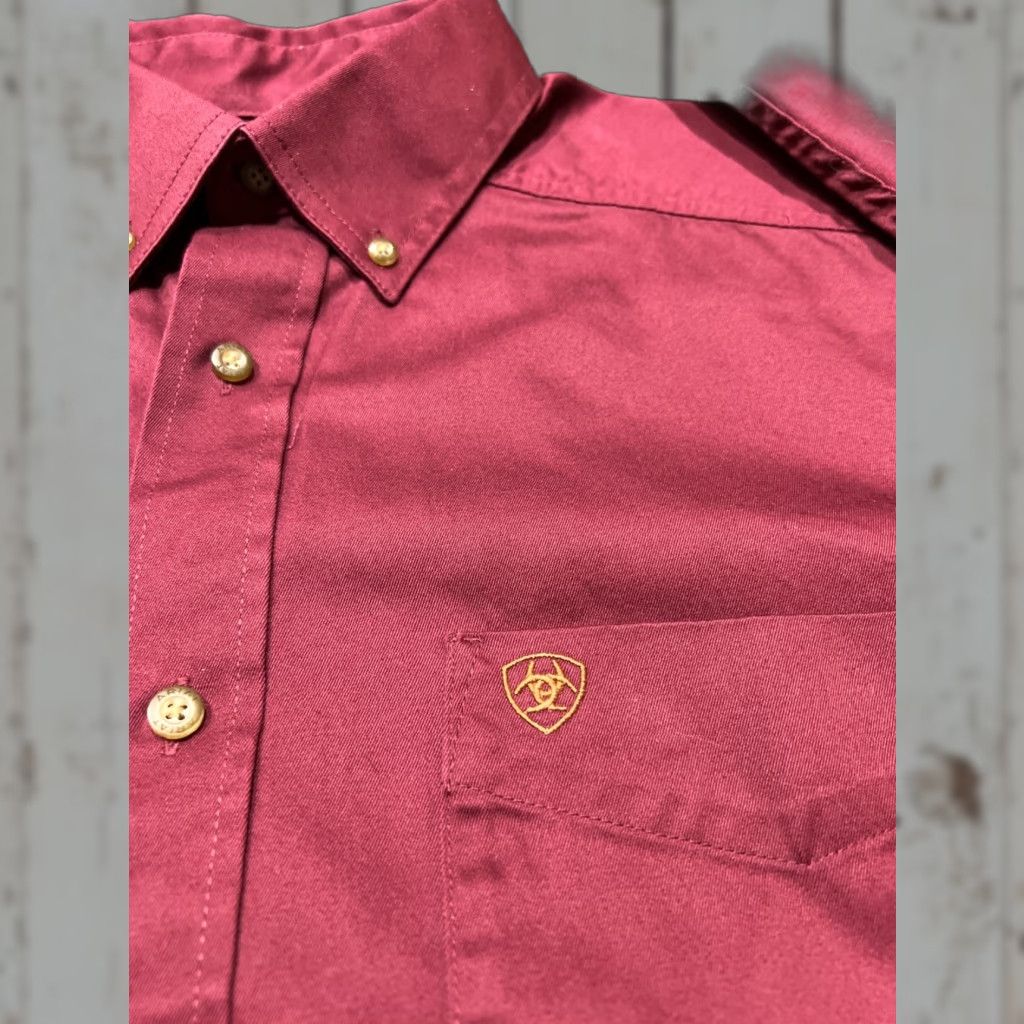 Ariat Ariat Men’s Long Sleeve Button-Up Shirt Burgundy Magenta Cotton Western City Casual L Size US L / EU 52-54 / 3 - 1 Thumbnail