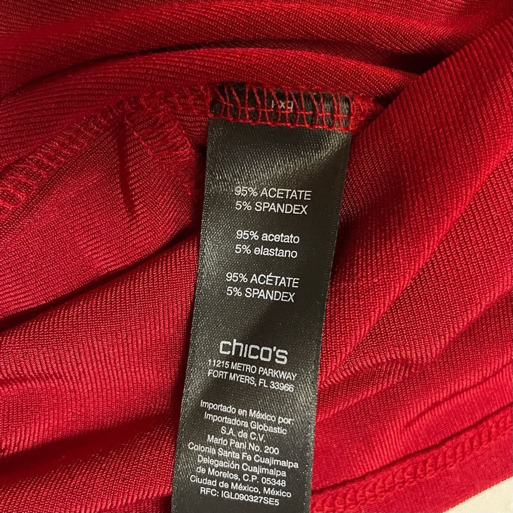 Chicos Chico's Travelers Red Liquid Knit Top Asymmetrical Hem Size Size M / US 6-8 / IT 42-44 - 7 Thumbnail