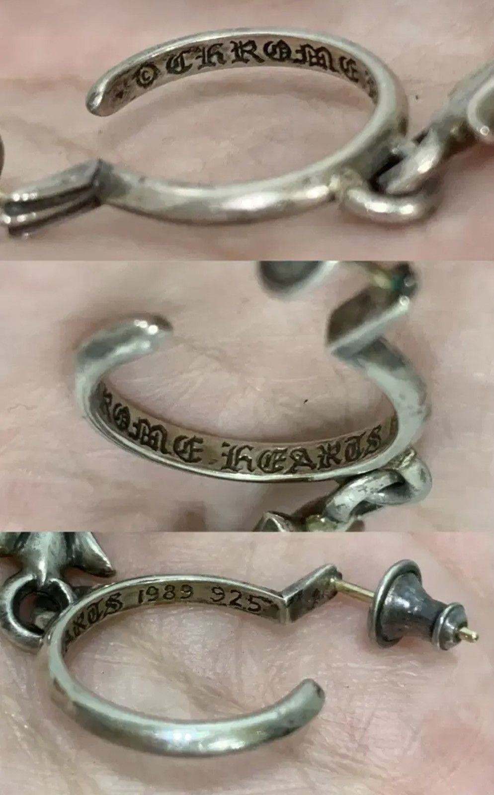 Chrome Hearts *rare* Chrome Hearts Tiny CH Cross Hoop Silver Earring Size ONE SIZE - 4 Thumbnail