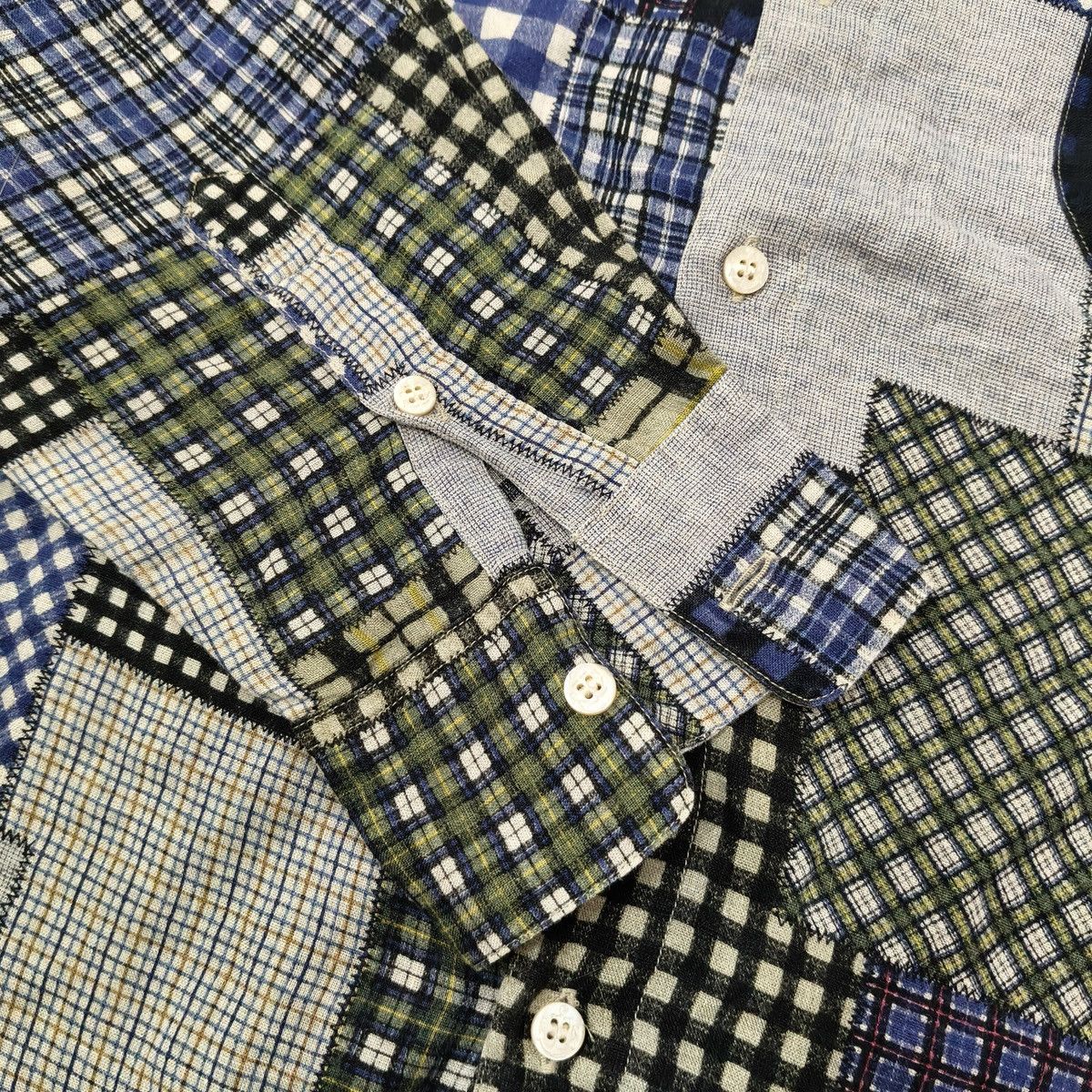 Japanese Brand Vintage 90's Japanese Papas Patchwork Button Up Shirt Size US M / EU 48-50 / 2 - 13 Thumbnail