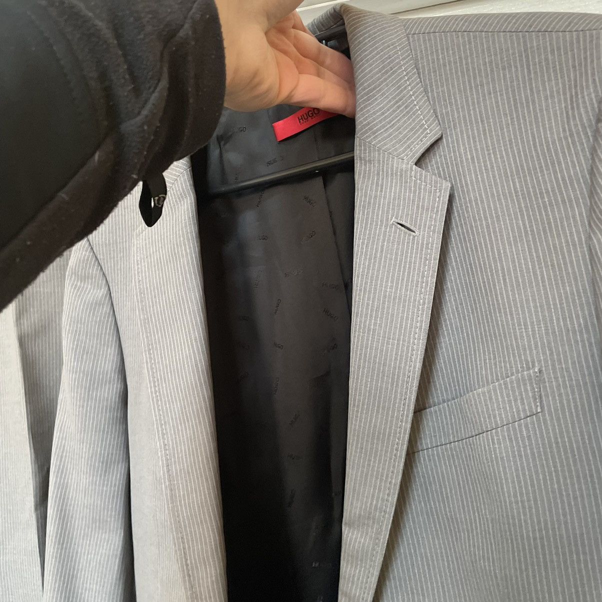Designer × Hugo Boss 42L Hugo Boss Regular Gray Formal Pants Suit blazer jacket Size 42L - 6 Thumbnail