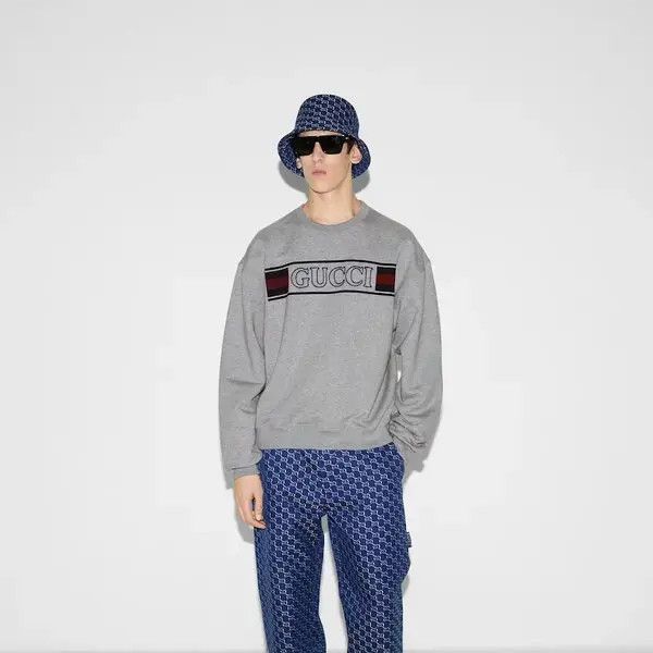 Gucci oc11z0226 Cotton Jersey Sweatshirt With Embroidery Gray Size US XS / EU 42 / 0 - 3 Thumbnail