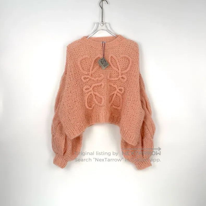Loewe Loewe Pink openwork logo mohair sweater Size S / US 4 / IT 40 - 3 Thumbnail