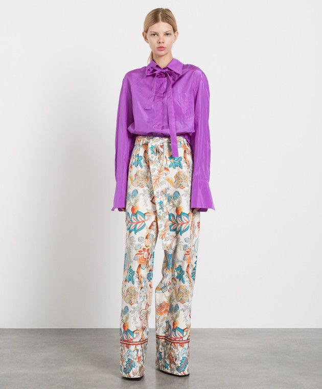 Valentino o1y0326 Silk Shirt in Purple Size L / US 10 / IT 46 - 4 Thumbnail