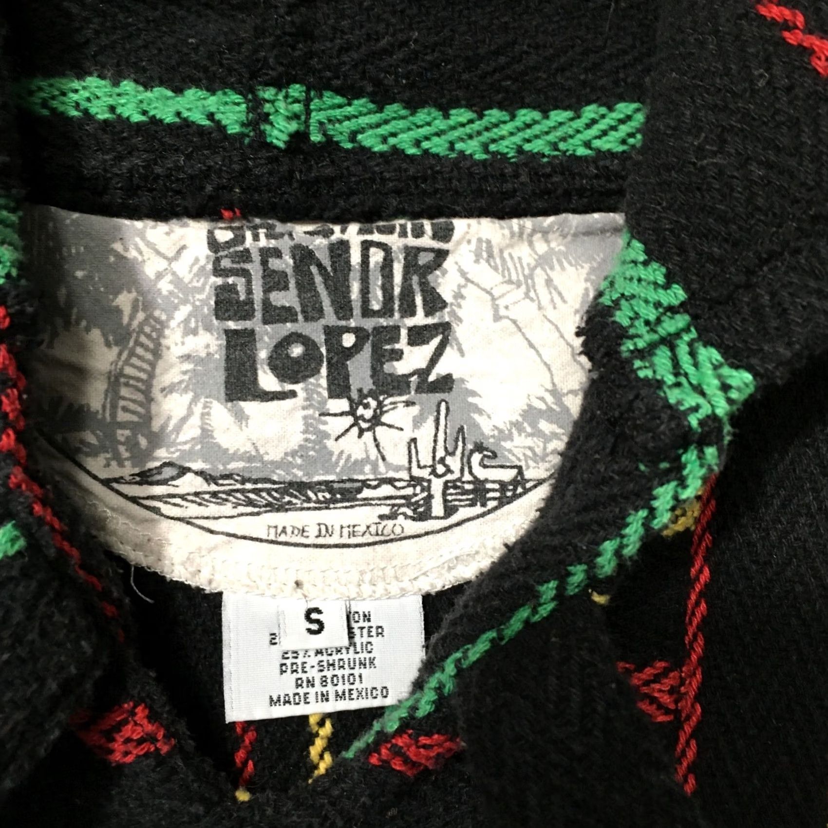 Vintage VINTAGE Senor Lopez Baja Hoodie Pullover Poncho Unisex S Original Rug Beach Surfer Skate Size US S / EU 44-46 / 1 - 2 Thumbnail