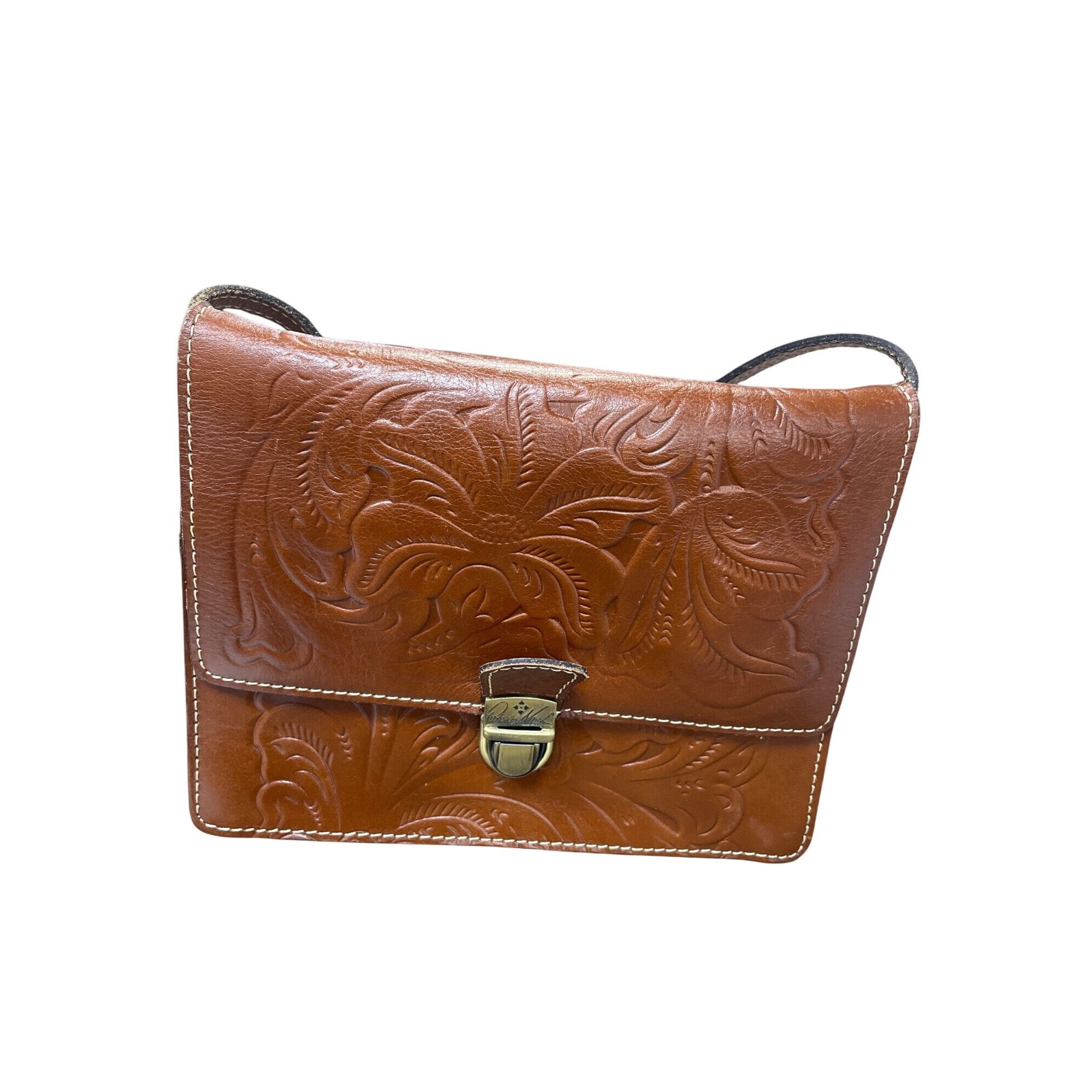 Patricia Nash Womans Brown Vintage Tooled Leather Crossbody