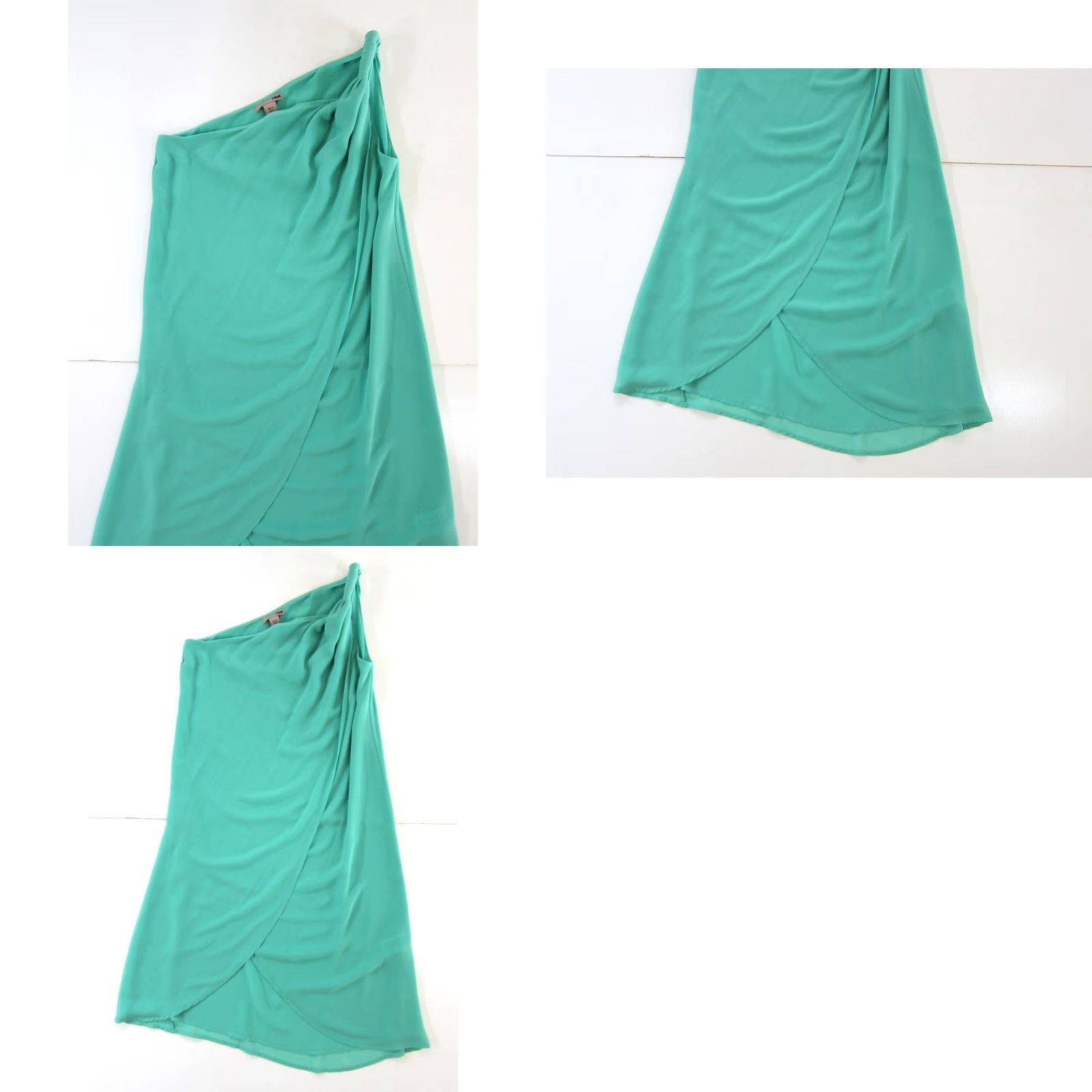 H&M H&M Green Silky One Shoulder Twist Wrap Shift Tunic Tent Dress Women Size 2 Size XS / US 0-2 / IT 36-38 - 8 Thumbnail