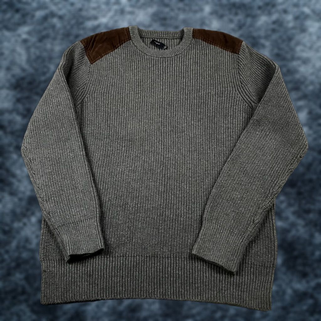 J.Crew J.CREW Sweater Mens XL Gray Brown Ribbed Heavy 100% Cotton Crewneck Knit Shirt Size US XL / EU 56 / 4 - 1 Thumbnail