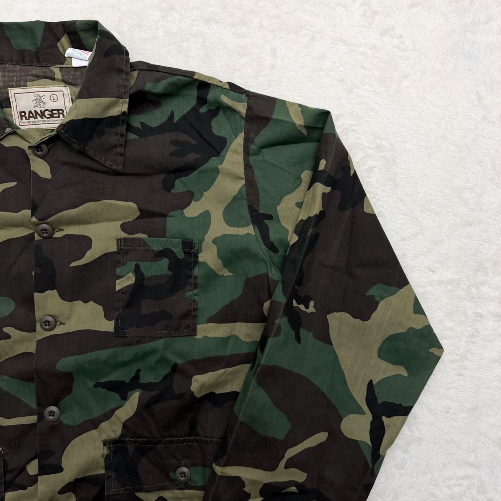 Vintage Ranger Jacket Mens Large Green Camouflage Cotton Military Lightweight USA Made Size US L / EU 52-54 / 3 - 3 Thumbnail