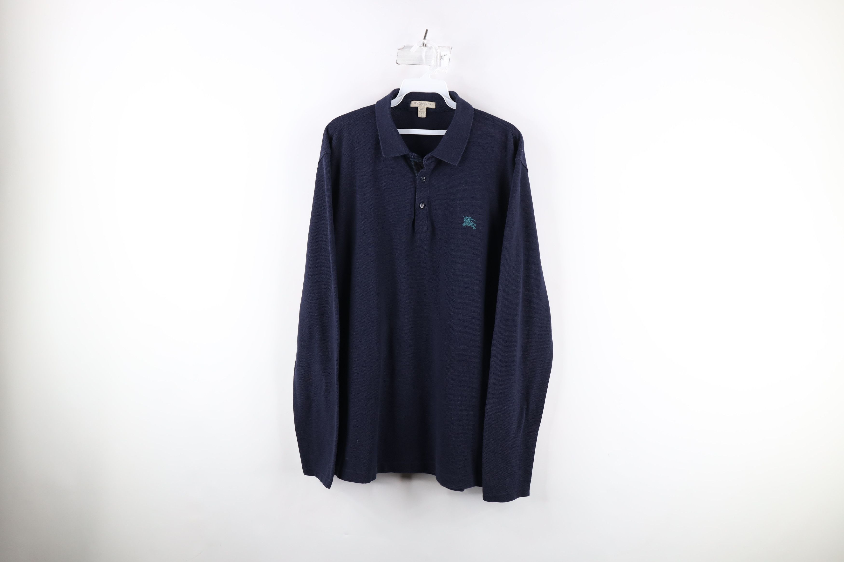 Burberry Burberry Brit Cotton Knit Collared Long Sleeve Polo Blue Size US L / EU 52-54 / 3 - 1 Thumbnail