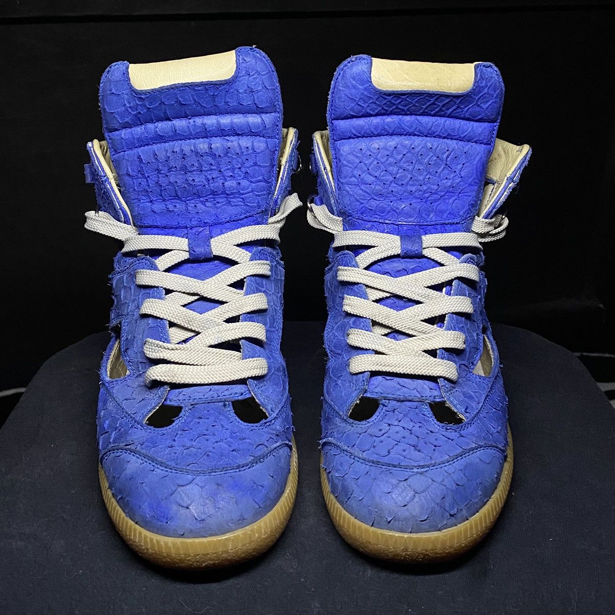 Maison Margiela 2013 Cut-Out High-Top Trainers - Cobalt Blue Python Effect Size US 6.5 / EU 39-40 - 1 Thumbnail