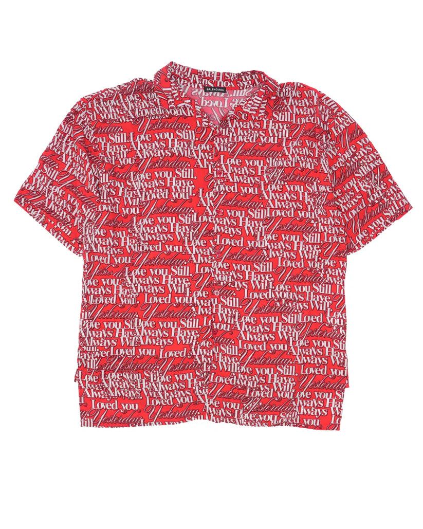 Balenciaga o1tko10825 Oversized Love Poem Satin Shirt in Multicolor Size US S / EU 44-46 / 1 - 1 Thumbnail