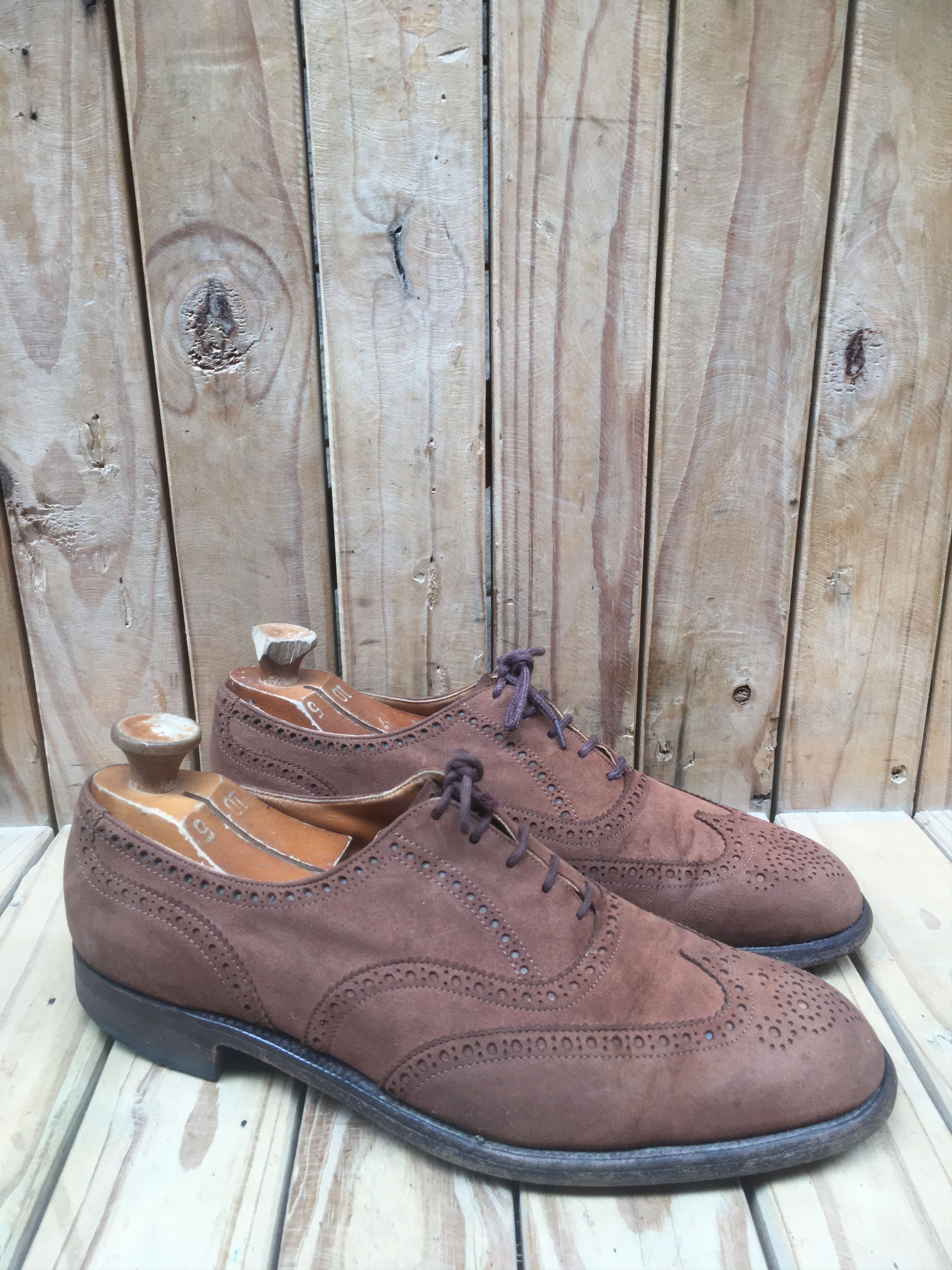 Tricker's Trickers Full Wing Tip suede Brown Mens Dress Shoes USA 11 Size US 11 / EU 44 - 7 Thumbnail